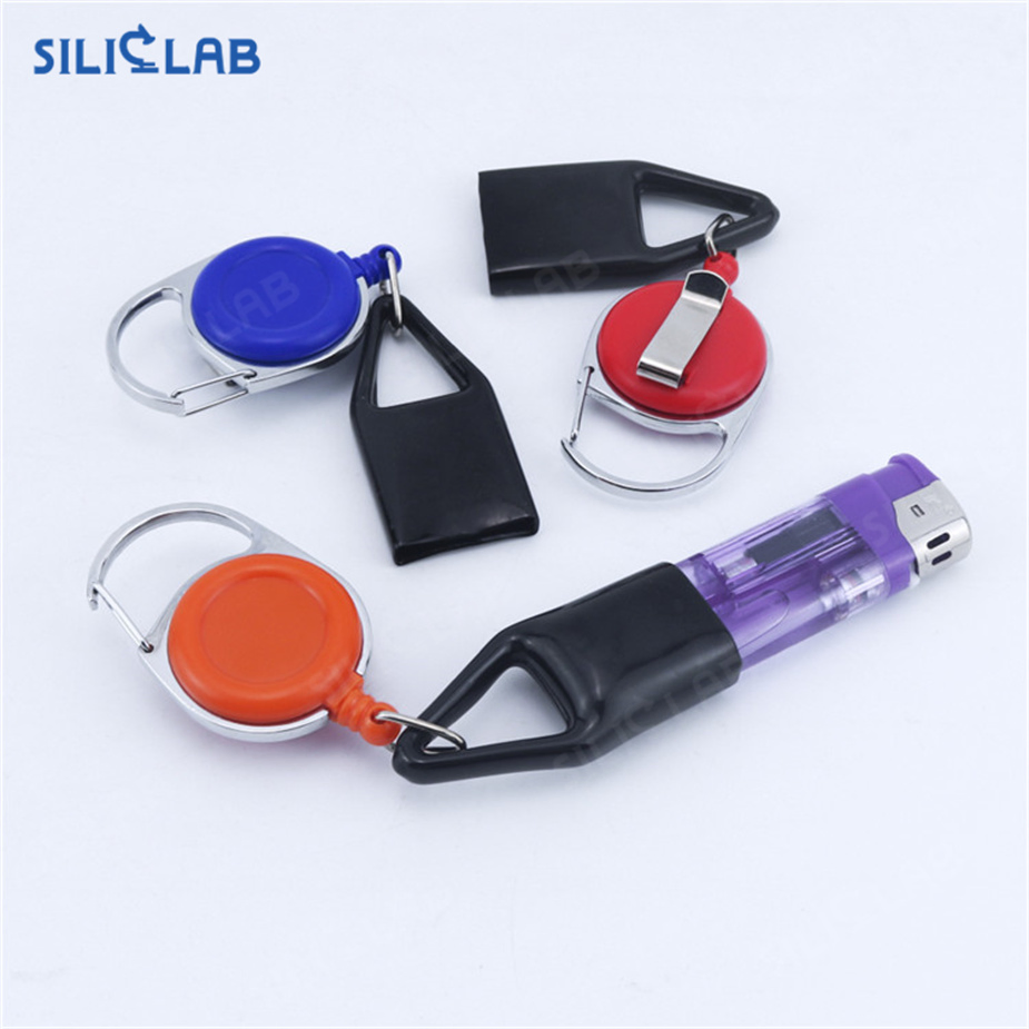 Clip Keychain Holder Rubber Cover Retractable Lighter Leash