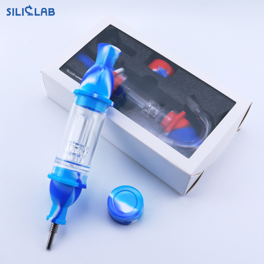 Gift Box Glass Water Pipe Set 6in1 Nectar Collector DAB Rig Travel Kit Glass Oil Burner Smoking Bubbler Pipes