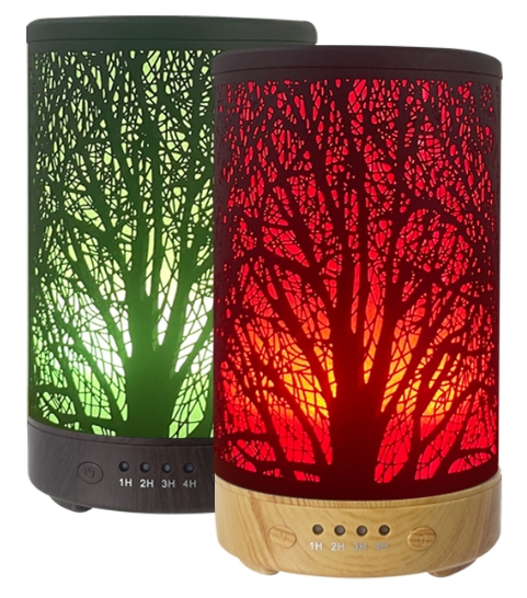 Essential Oil Diffuser 150ml Black Metal Aromatherapy Oil Diffuser Ultrasonic Cool Mist Diffuser with Auto Shut-off Protection, 7 Colors Changed LED