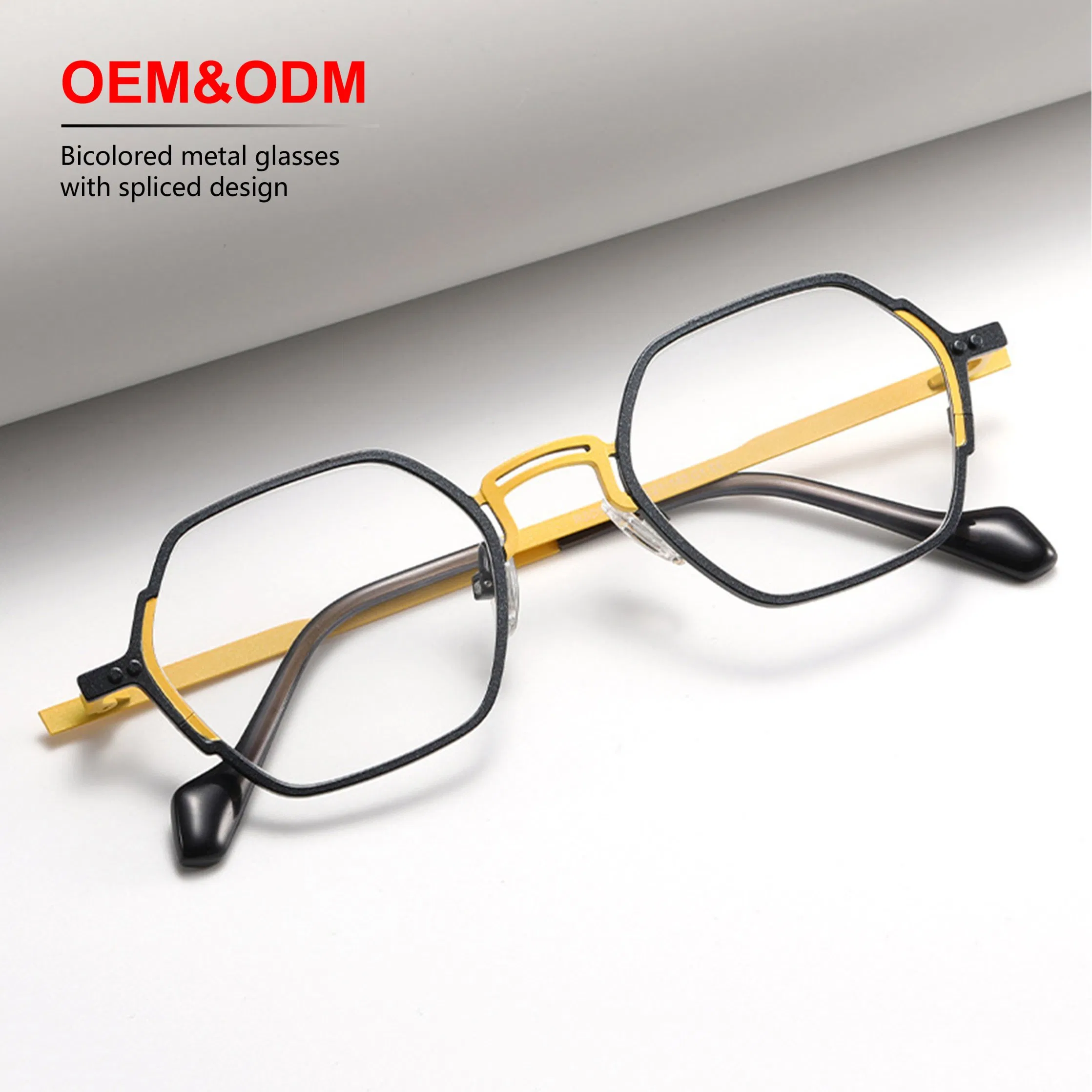 New Style Eyewear Dual-Color Patching Personalized Eyewear Frames Ultra-Light Eyewear Compatible Metal Frame Optical Glasses