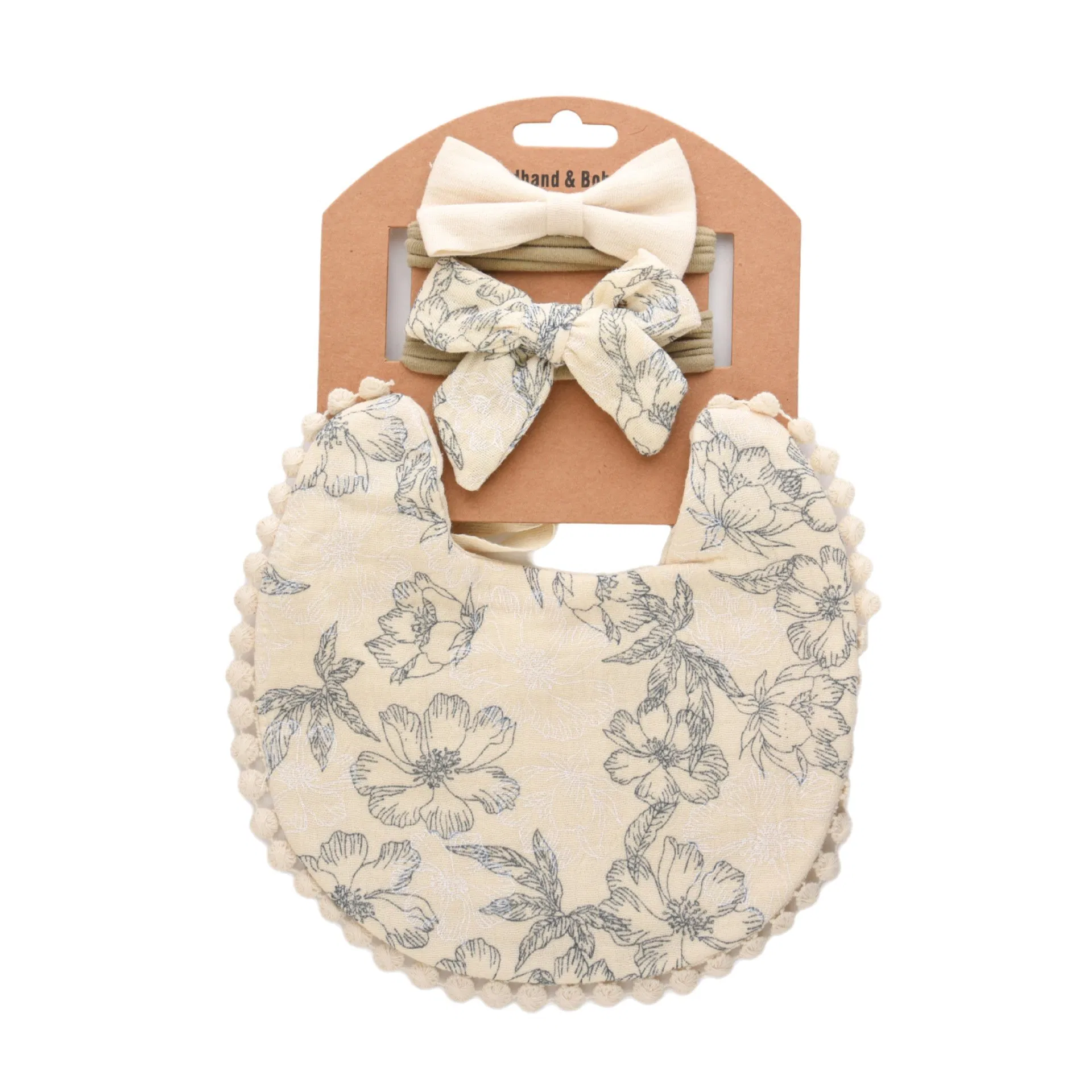 Baby Bibs for Boy & Girl Muslin Baby Drool Bibs for Baby Essential Soft Cotton & Cute Print Baby Feeding Bib with Bow Headband