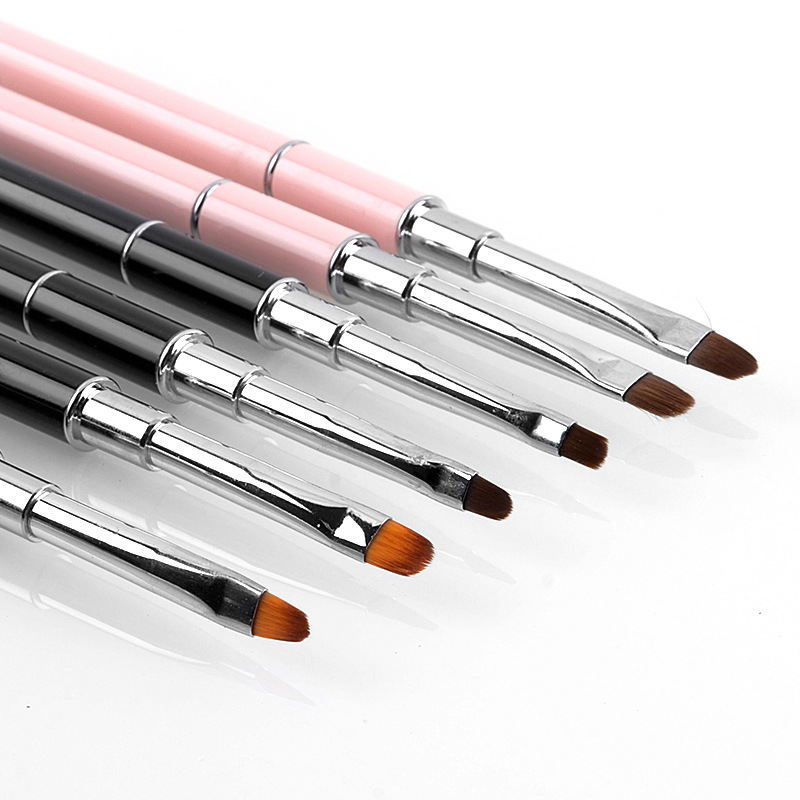 Head Nail Cuticle Steel Pusher Tool Nail Art Gel Polish Brush