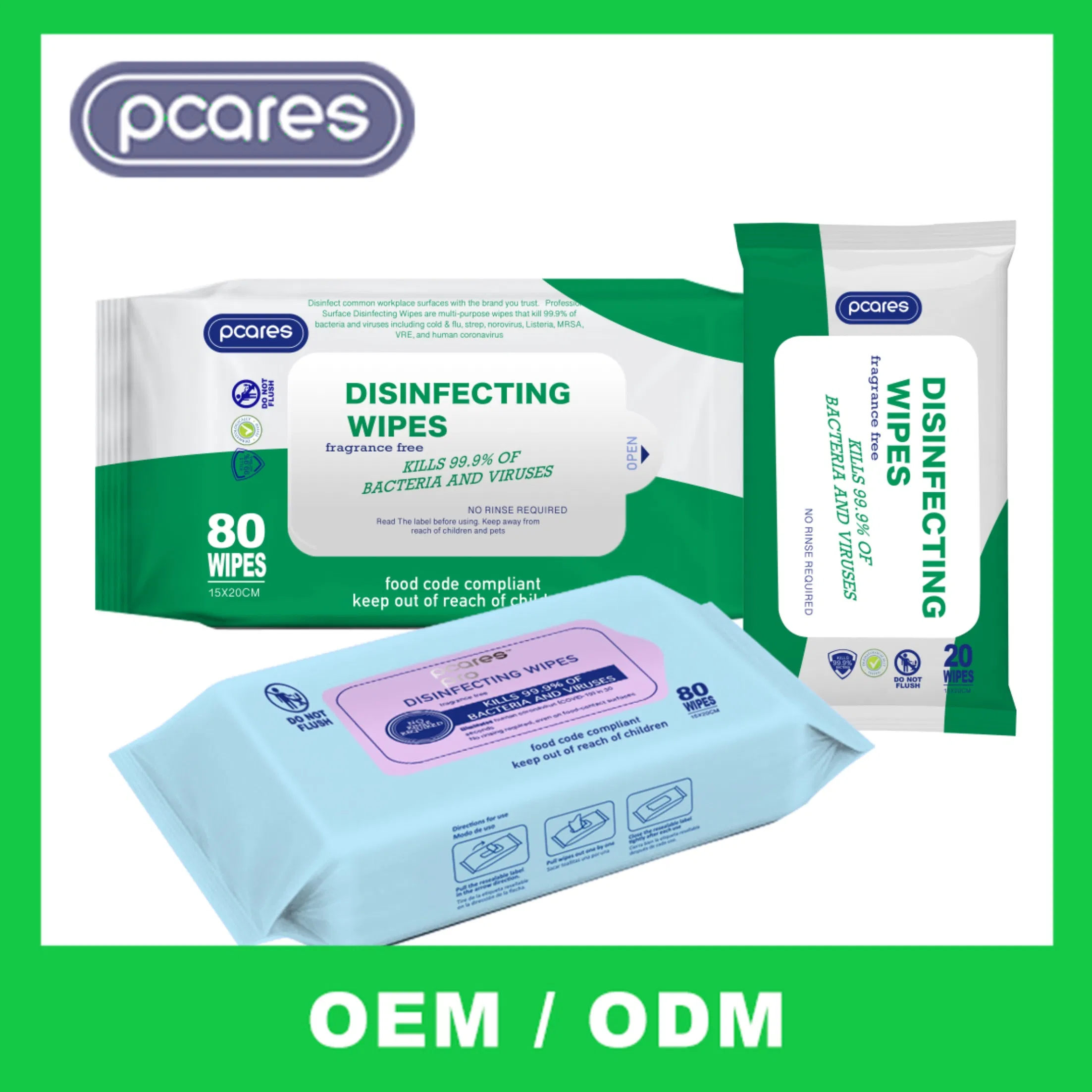 ODM Antibacterial Disinfectant Cleaning Wipes for Rapid Surface Sanitization