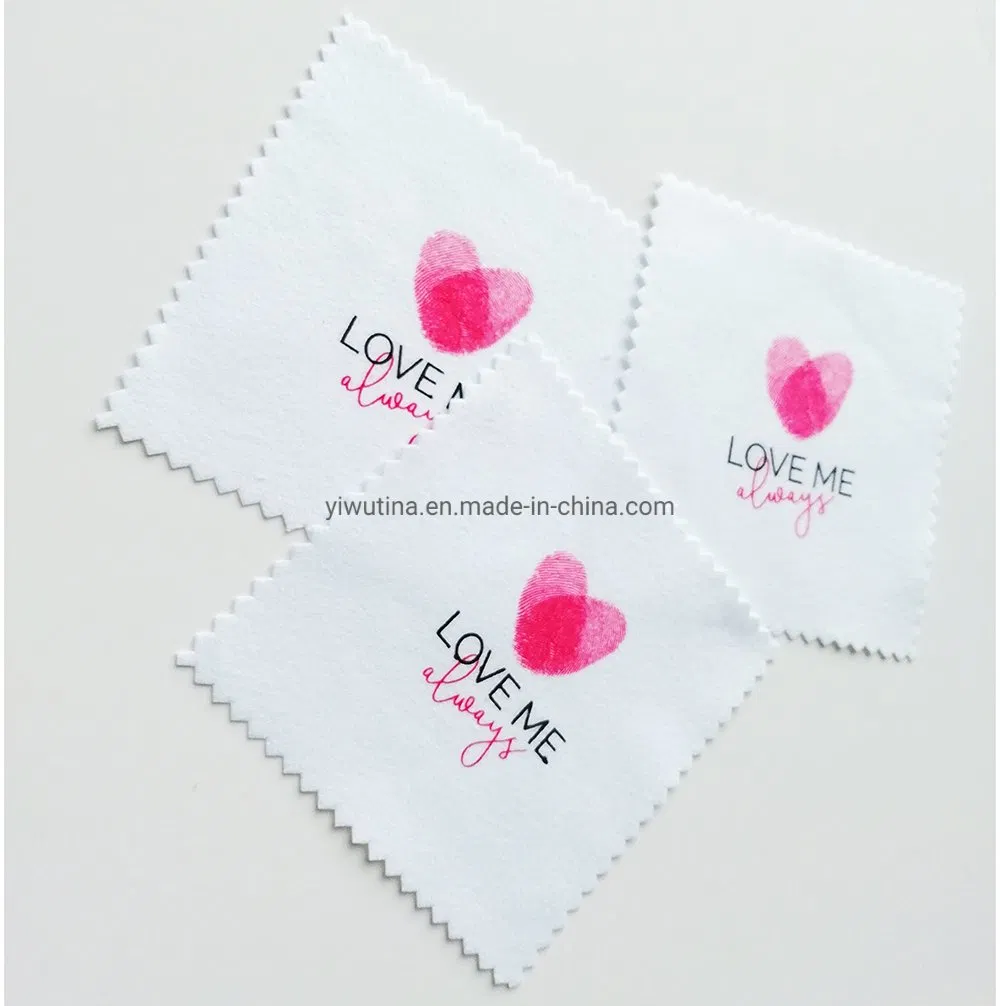 Hot Sale White Microfiber Jewelry Polishing Cleaning Cloth with 2 Colours Logo