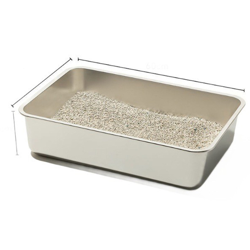Stainless Steel Stylish Cat Litter Box with High Sides for Mess-Free Use