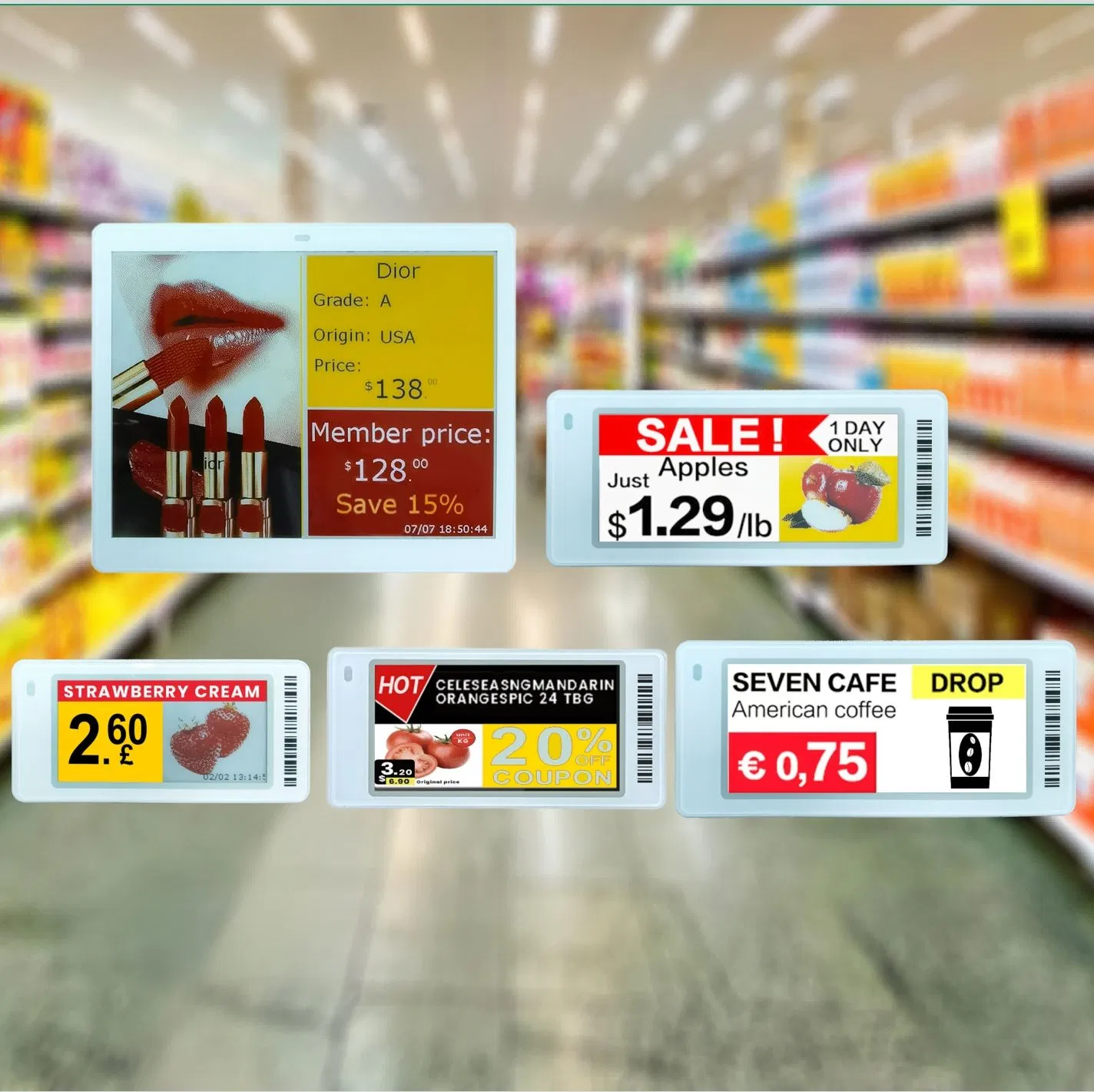 Customized to Sample Electronic Shelf Label E-Ink Display Module E-Paper EPD Office Signage to Wireless WiFi/Bluetooth E Ink Display Crash Prevention System