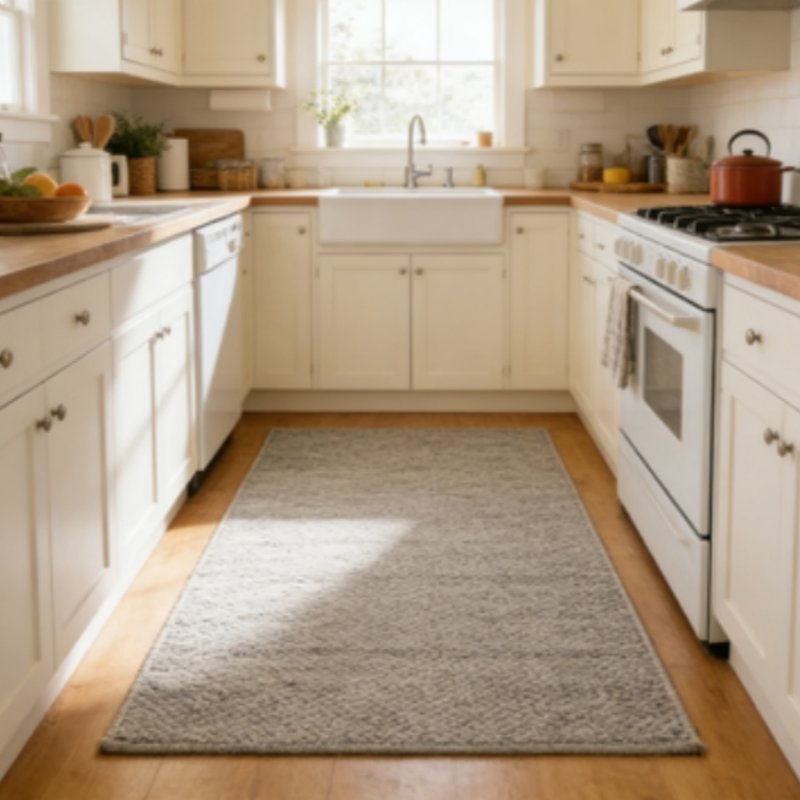 Kitchen Floor Carpet Solid Color Wear-Resistant Anti-Slip Stain-Resistant