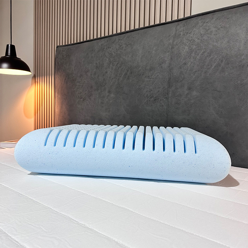 100%Cotton Wax Fabric Blue Cooling Gel Memory Foam Pillow for Adult Neck