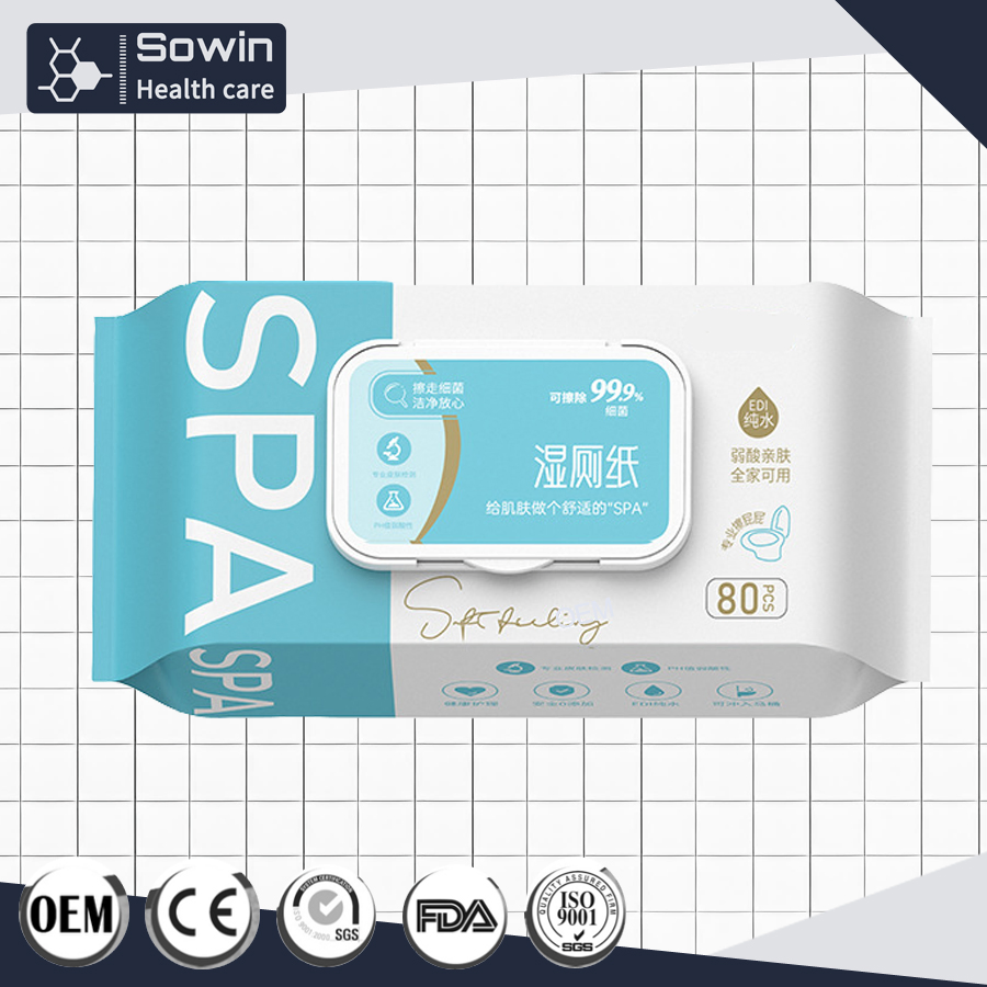 Weakly Acidic Ionized Water SPA Skin Friendly Disposable Flushable Toilet Wet Wipes