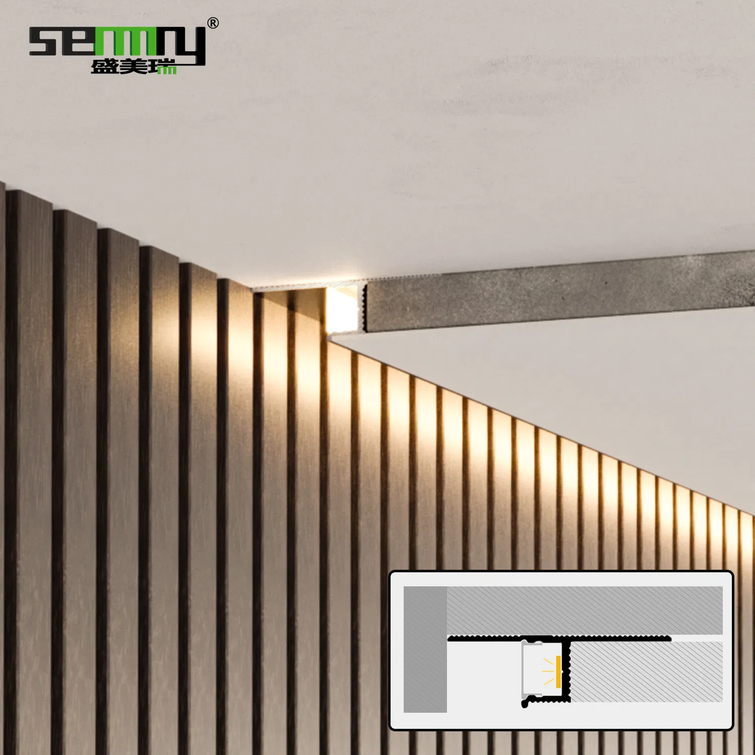 Recessed Click System Wall Floor Corner Trim Aluminium Concealed Skirting