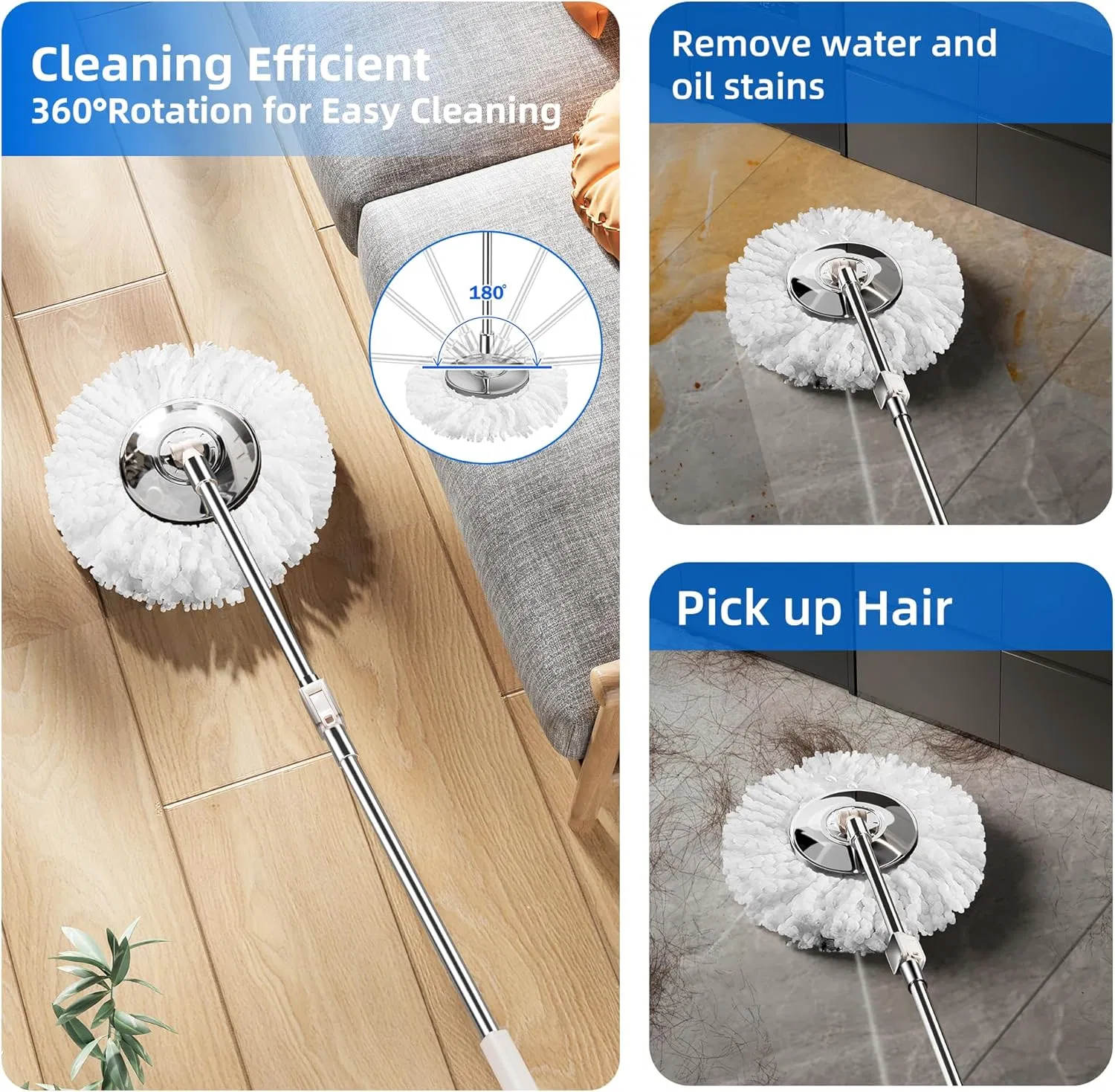 Brighthomey Microfiber Spin Washable Microfiber Mop for Repeated Use