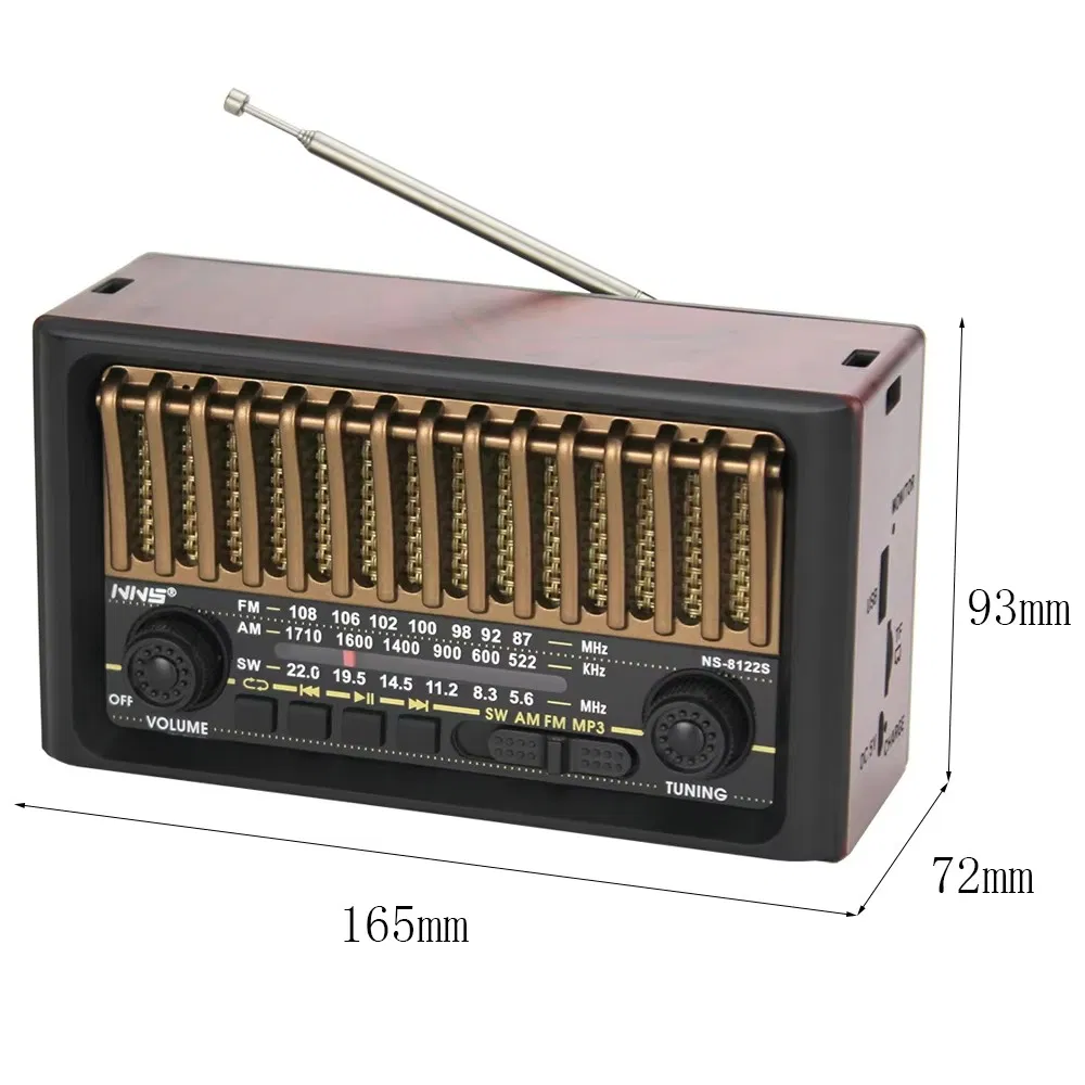 Ретро радио NS-8122S деревянное, FM/SW, Bluetooth