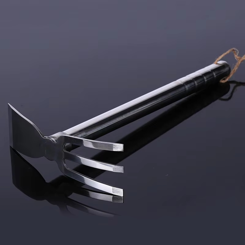 Premium Stainless Steel Dual-Head Garden Hoe and Rake Tool