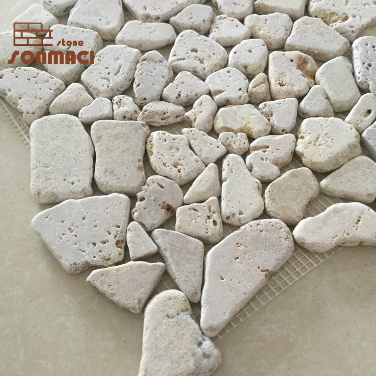 Natural Beige Travertine Stone Mosaic Tile for Garden Decoration