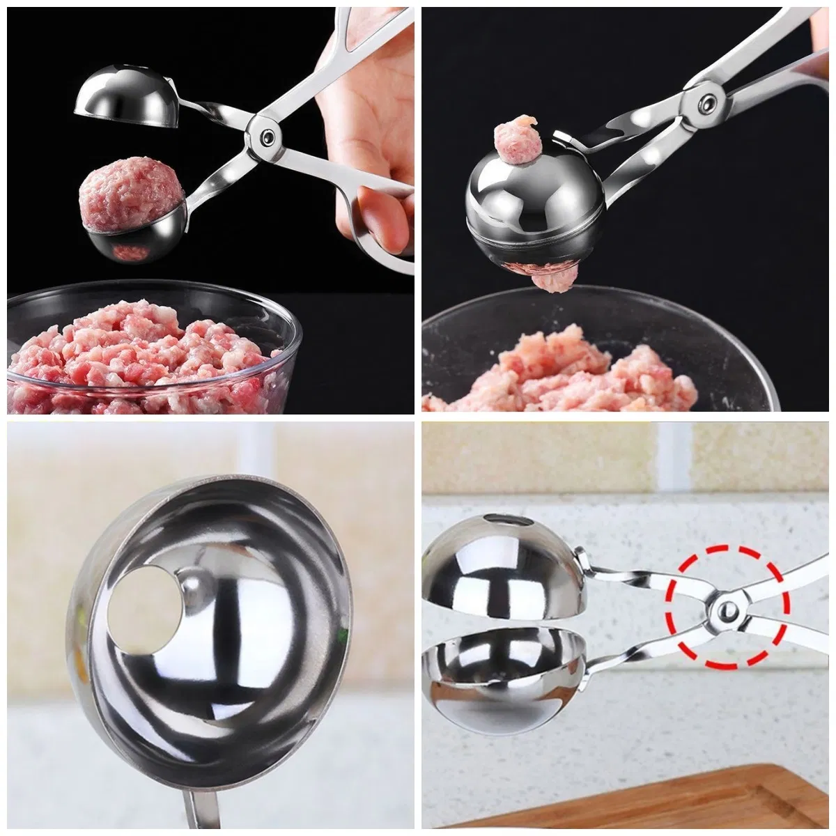 Stainless Steel Meatball Maker Non-Stick Fish Ball Clip Kitchen Meatball Shrimp Pill
