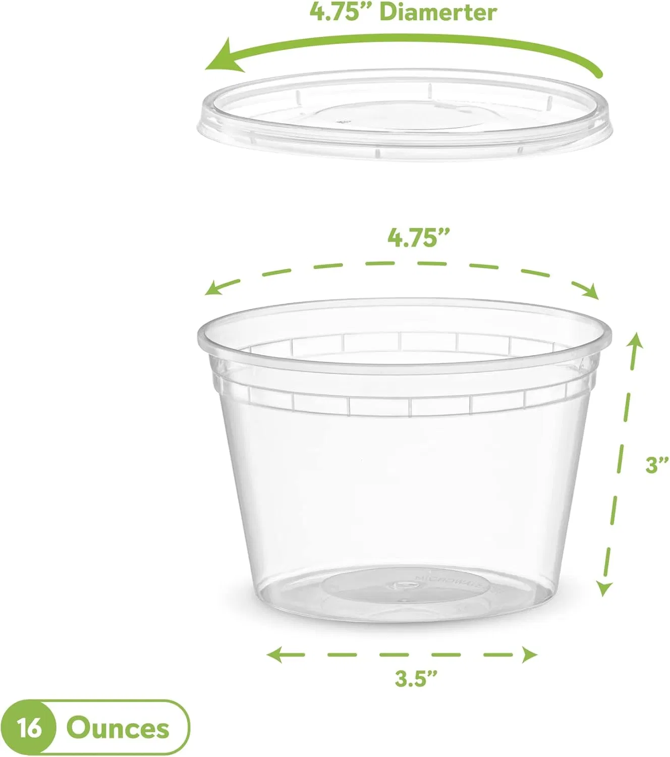 Deli Plastic Storage Containers with Lids 16 Oz Reusable Food Containers for Home & Business
