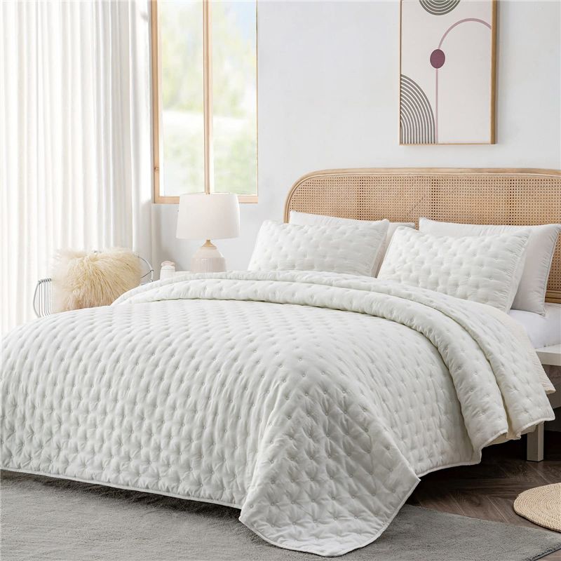 All Seasons 3 Pieces Cotton Quilt Set King Soft Lightweight Bedspreads & Coverlets with Pillow Shams