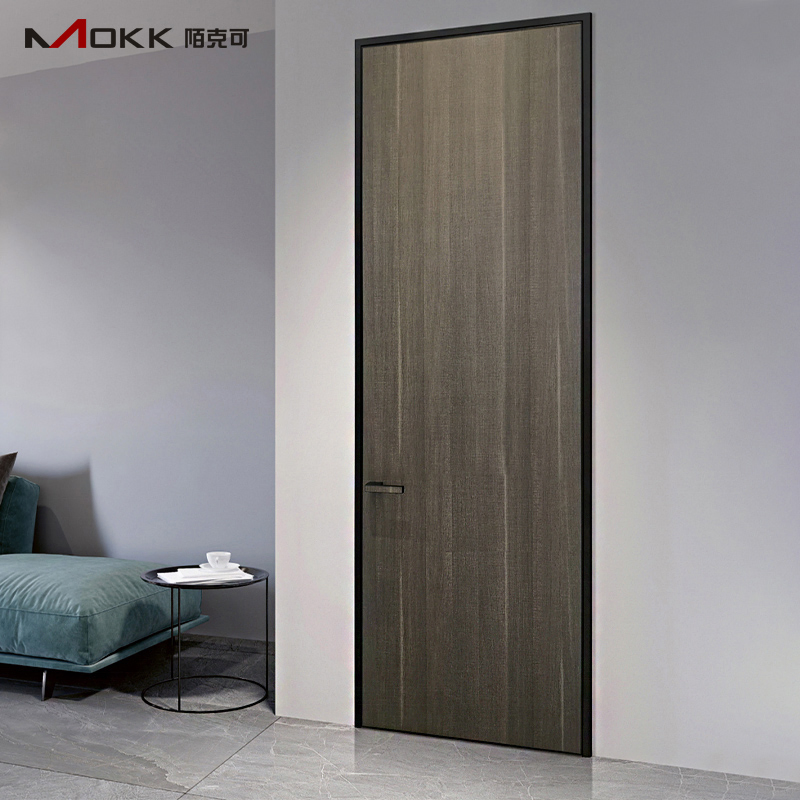 Sleek Aluminum Wood Concealed Frame Fire-Resistant Flush Doors Frameless Hidden Door Invisible Door Frameless Interior Door Suitable for Hotels, Villas