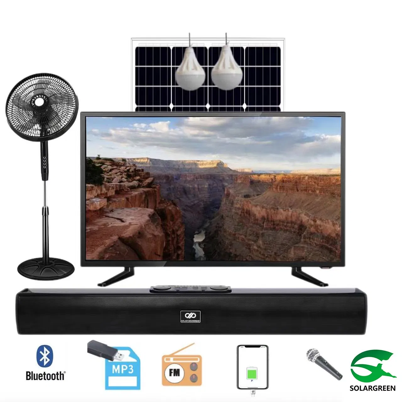 32 43 Inches Solar Battery Power Anti-Reverse AC DC 12V Solar TV