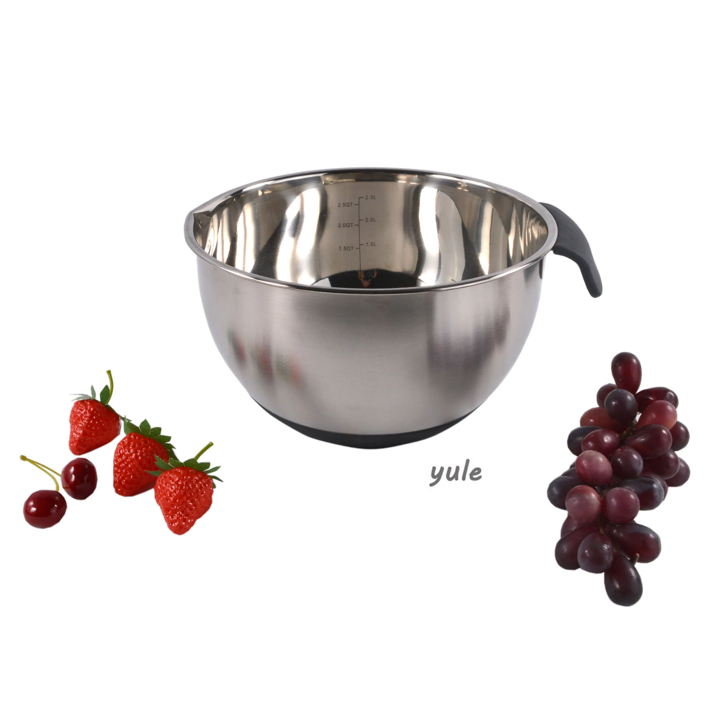 Hot Sale Professional Manufacturer Chinese High Quality Stainless Steel Mixing Bowl with Silicone Bottom Short Handle