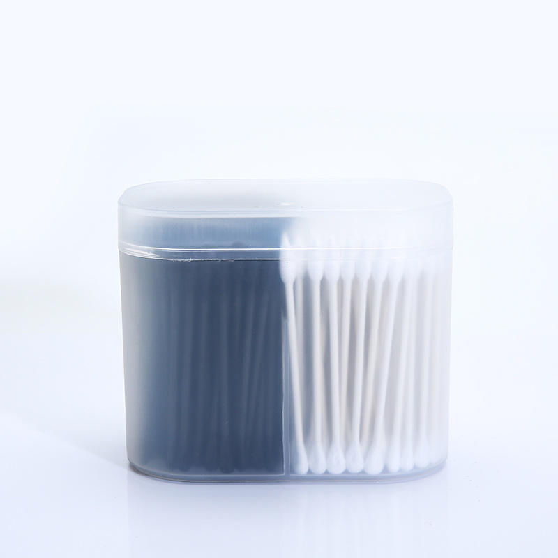 Disposable Cleaning Cotton Swabs in Black and White, Packed in a Box.
