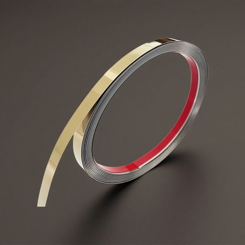 India 201 Stainless Steel Decorative Flat Strip with Self-Adhesive Tape for Wall Molding and Floor Transitions
