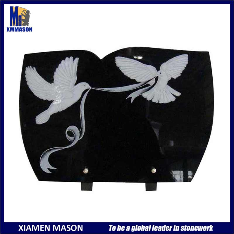 High Polishing White Bird Dove Carving Cremation Plaque