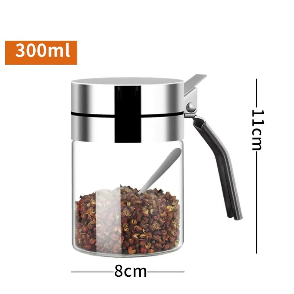 Condiment Container Dispenser Bottle Seasoning Box, High Borosilicate Glass Spice Jar Kw0010_5