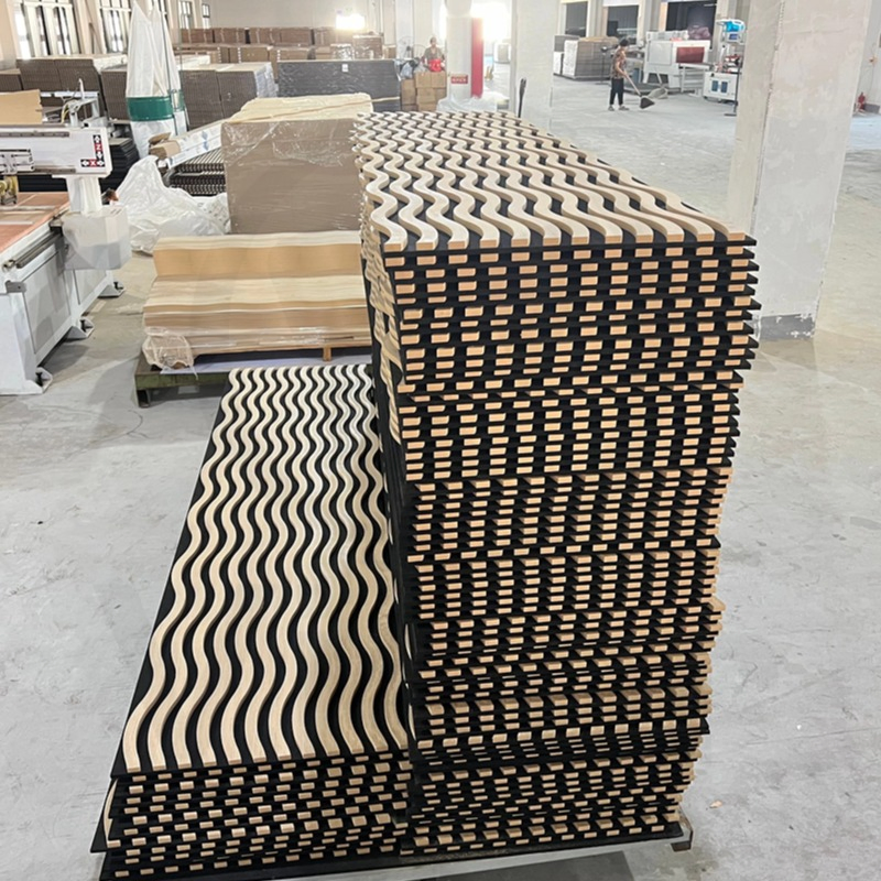 Vigor Luxury Wave Black Oak Soundproof Wooden Akupanel Modern Building