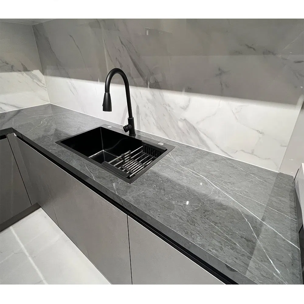 Modern Marble Style Sintered Stone White Color Kitchen Cabinet Countertop