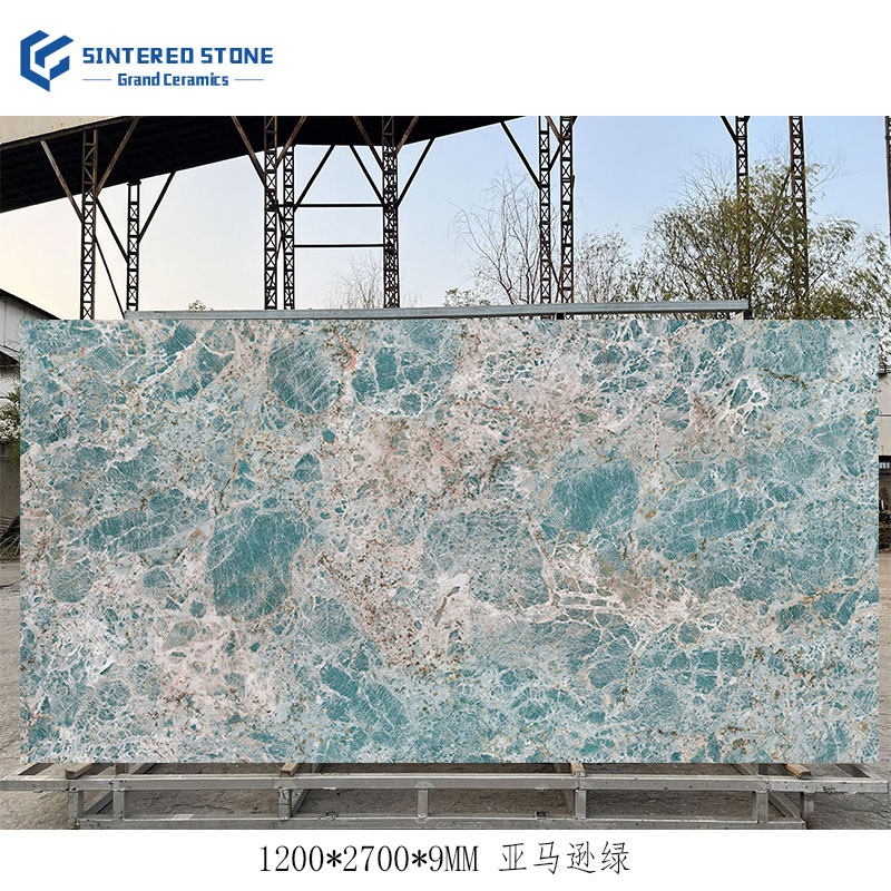 Custom Kitchen Sintered Stone 9mm Glossy for Amazon Green Large Size Bedroom Landscape Living Room Hall Outdoor Dining