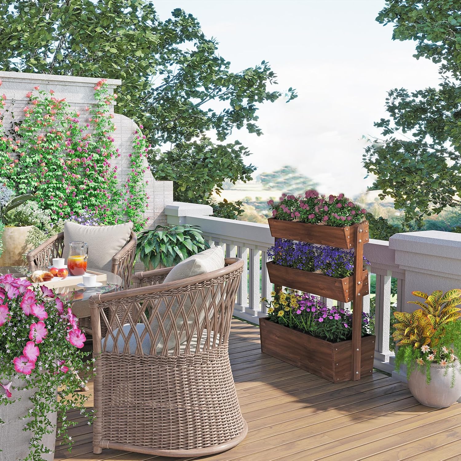 Горшки садовые деревянные 3 уровня грядки приподнятые