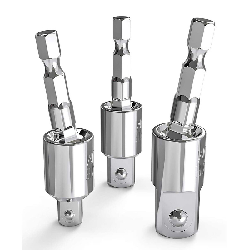 Power Screwdriver Right Angle Drill Extension Attachment 1/4" 3/8" 1/2" Hex Magnetic Bit Socket Adaptors with Quick Change Drive