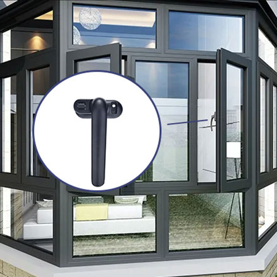 Window Accessories Aluminum Swing Window Handles Black Lever Handle Window Handles