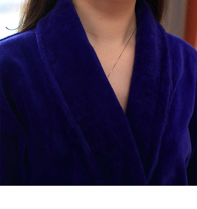 Coral Velvet Bathrobe with Green Fruit Collar, Velvet Bathrobes for Hotels and Spas