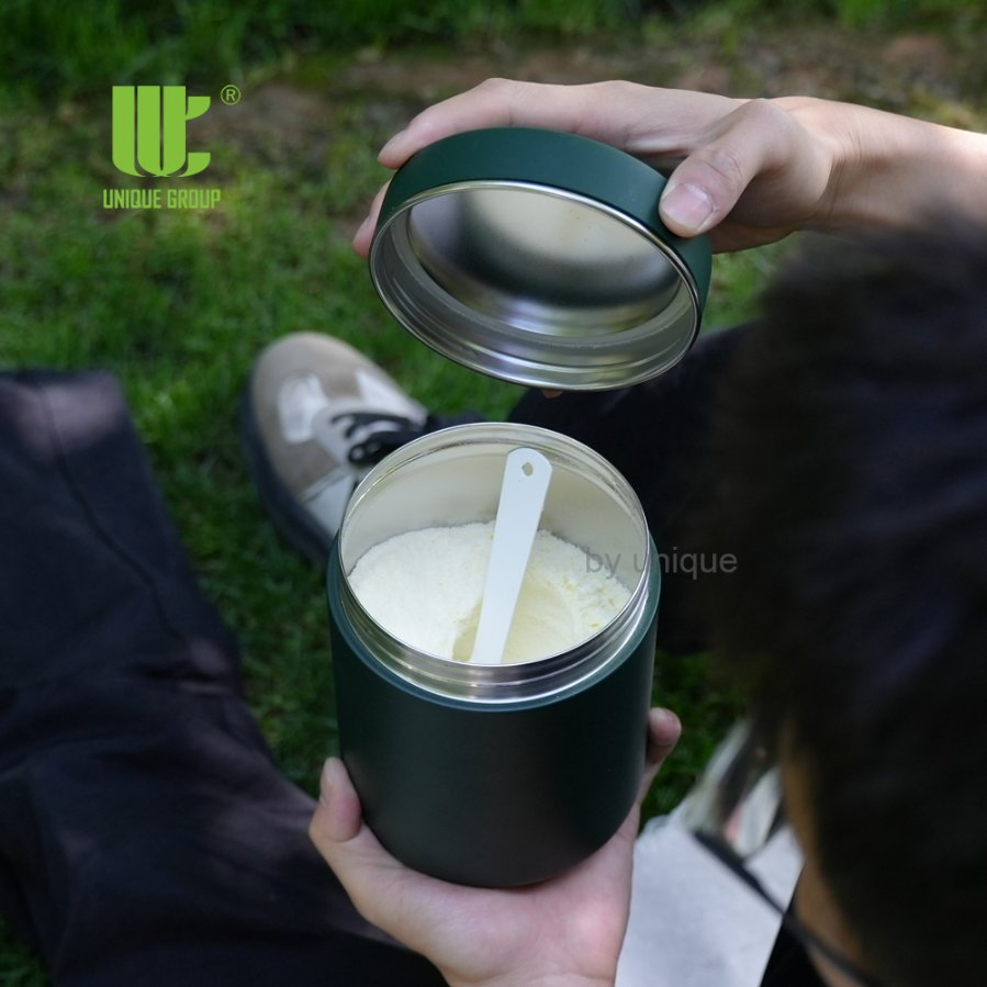 Leakproof Airtight Stainless Steel Supplement Canister Tea Powder Storage Canister for Protein Prep and Kitchen Shelf OEM