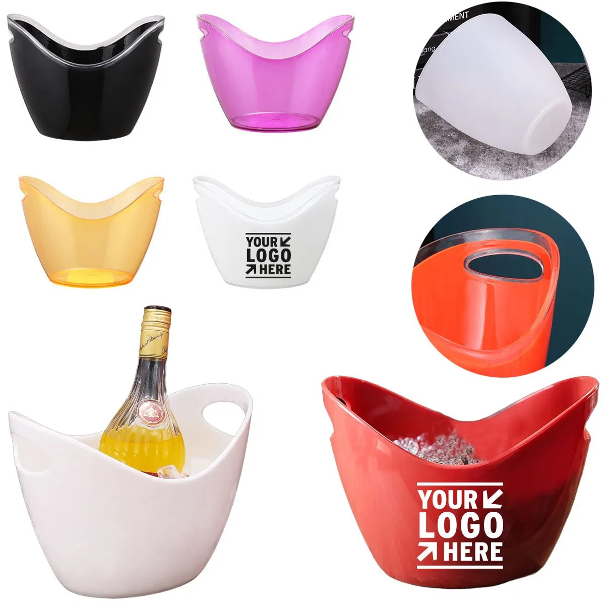 Ice Bucket Beverage Tub Champagne Wine Bucket Plastic Acrylic Tub for Parties