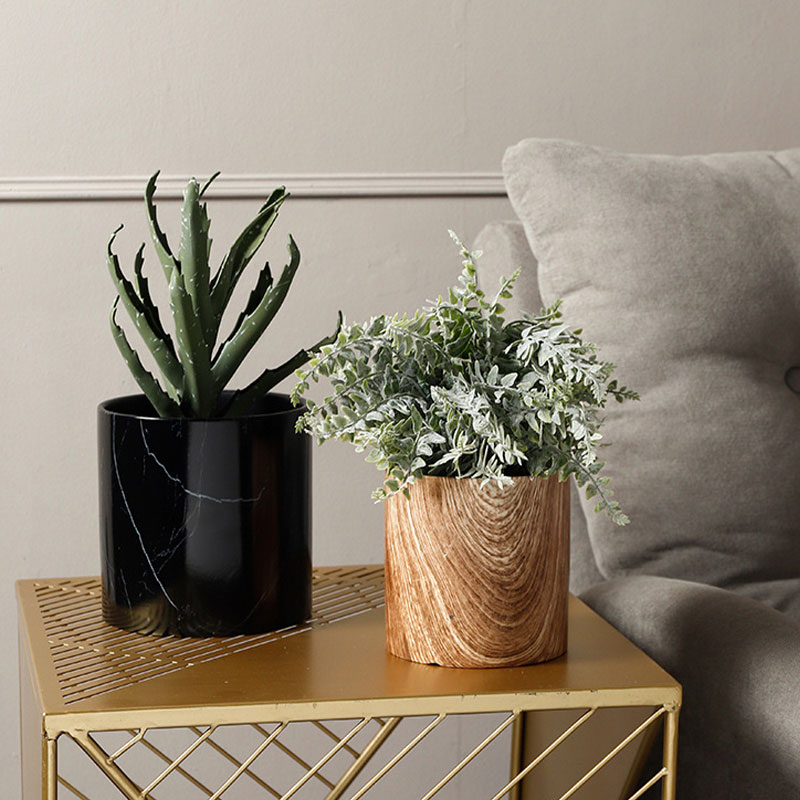 Горшок керамический мраморный Redeco с поддоном