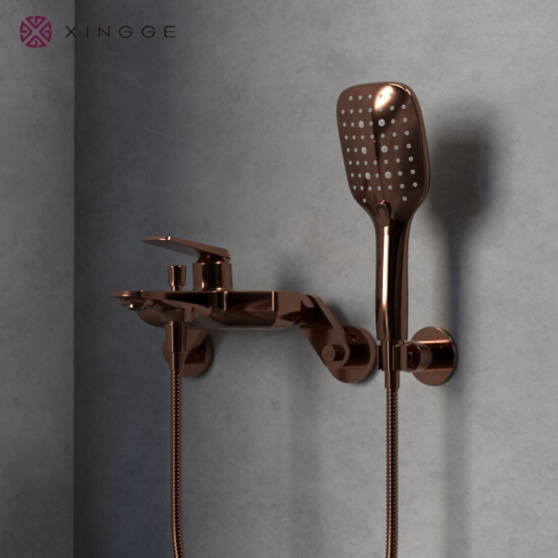 Made of China Popular Product Brass Material High Quality Two Waterfall Button Shower Faucet Bathroom Rain Shower Set