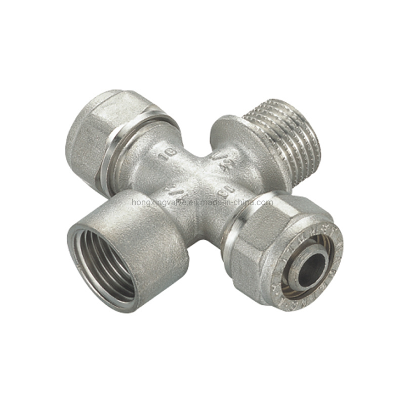 Chrome Plate Brass Compression Fitting Cross for Water Supply System
