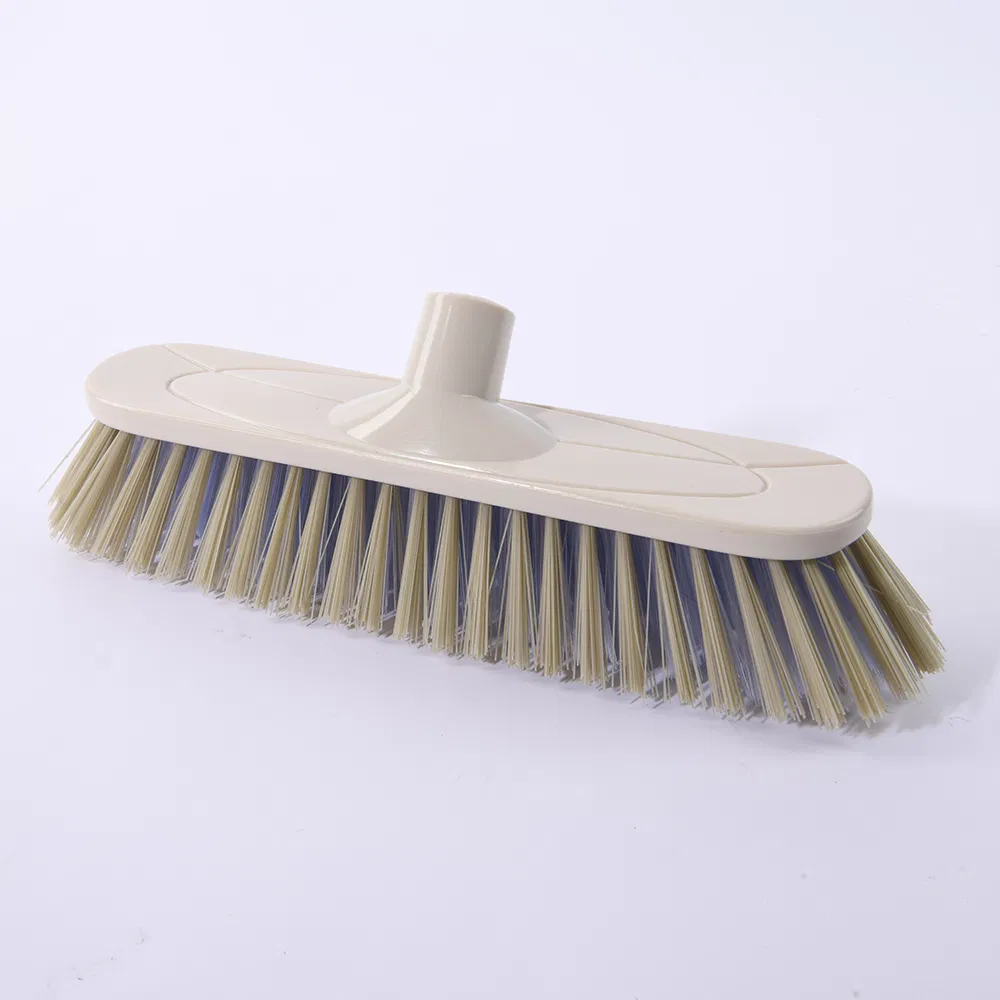 Household Bicolor Bristle Plastic Cleaning Broom with Handle