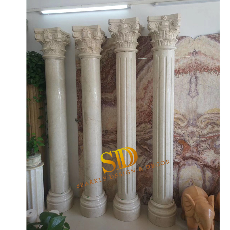 Roman Style Beige Marble Column for Interior/Indoor Use in New Home/Villa