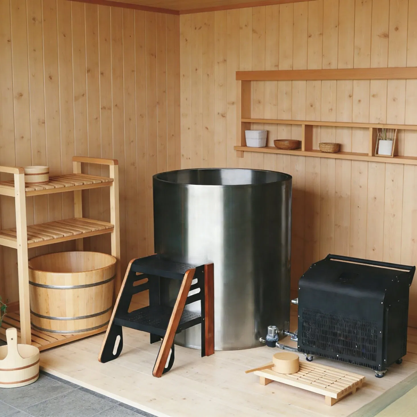 Премиум ледяная ванна из нержавеющей стали и дерева