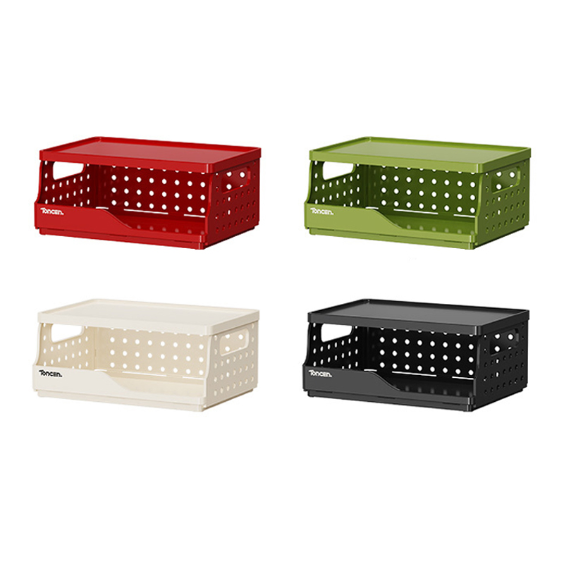 Desktop Double Layer Storage Rack Foldable Storage Baskets