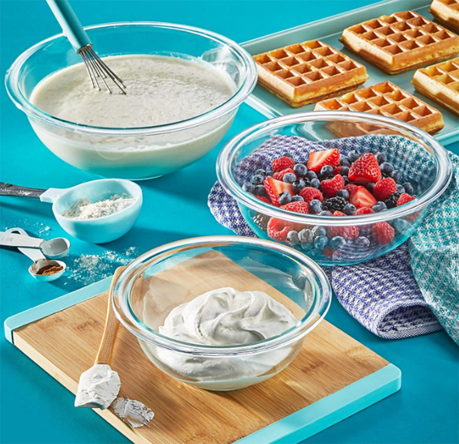 3-Piece Microwave Safe Prepware Glass Bowl