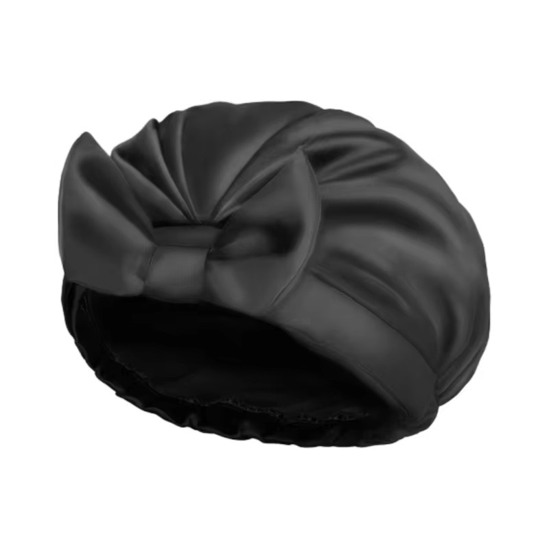 Promotional Great Quality Waterproof Double Layer Large Bowknot Shower Caps