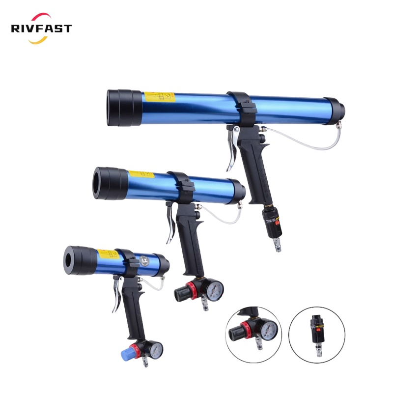Pneumatic Glass Glue Sealant Gun Kit, Pneumatic Glass Glue Sealant Caulk Gun Cartridge Air Gun 310~600ml