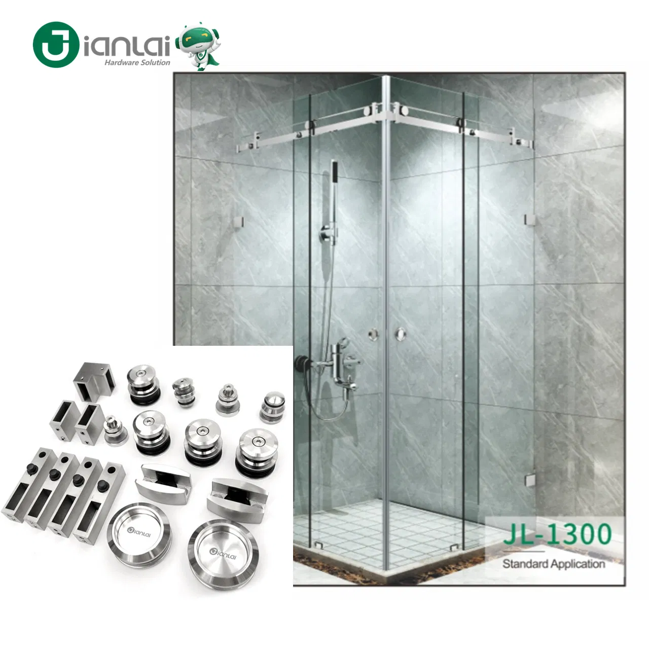 Bathroom Fittings Stainless Steel Sliding Shower Frameless Glass Door Hanging Roller Kits