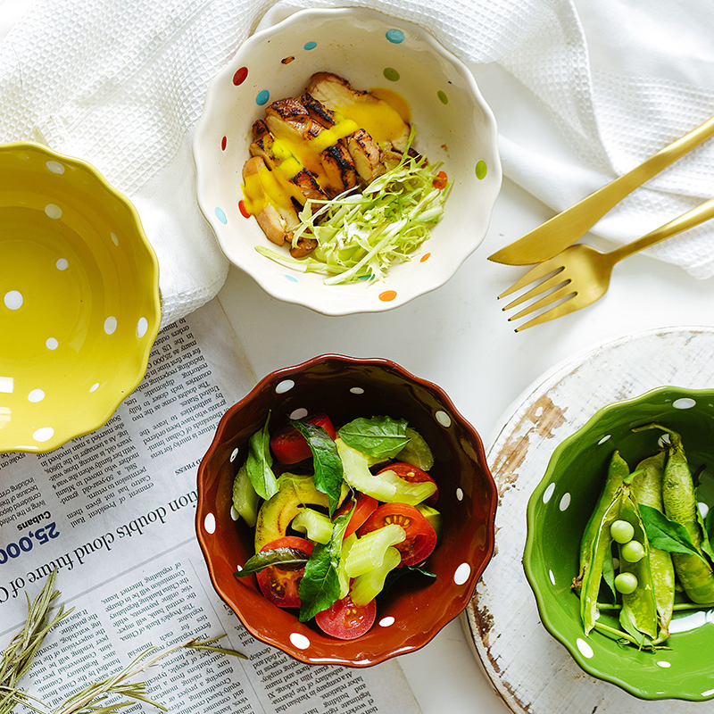 Serving Bowl Party Colorful Dinnerware Ramekins Soup Salad Bowls Round Ceramic Bowls