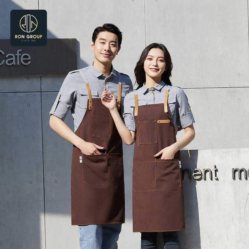 Wholesale Waiter Waitress Kitchen Denim Apron for Restaurant